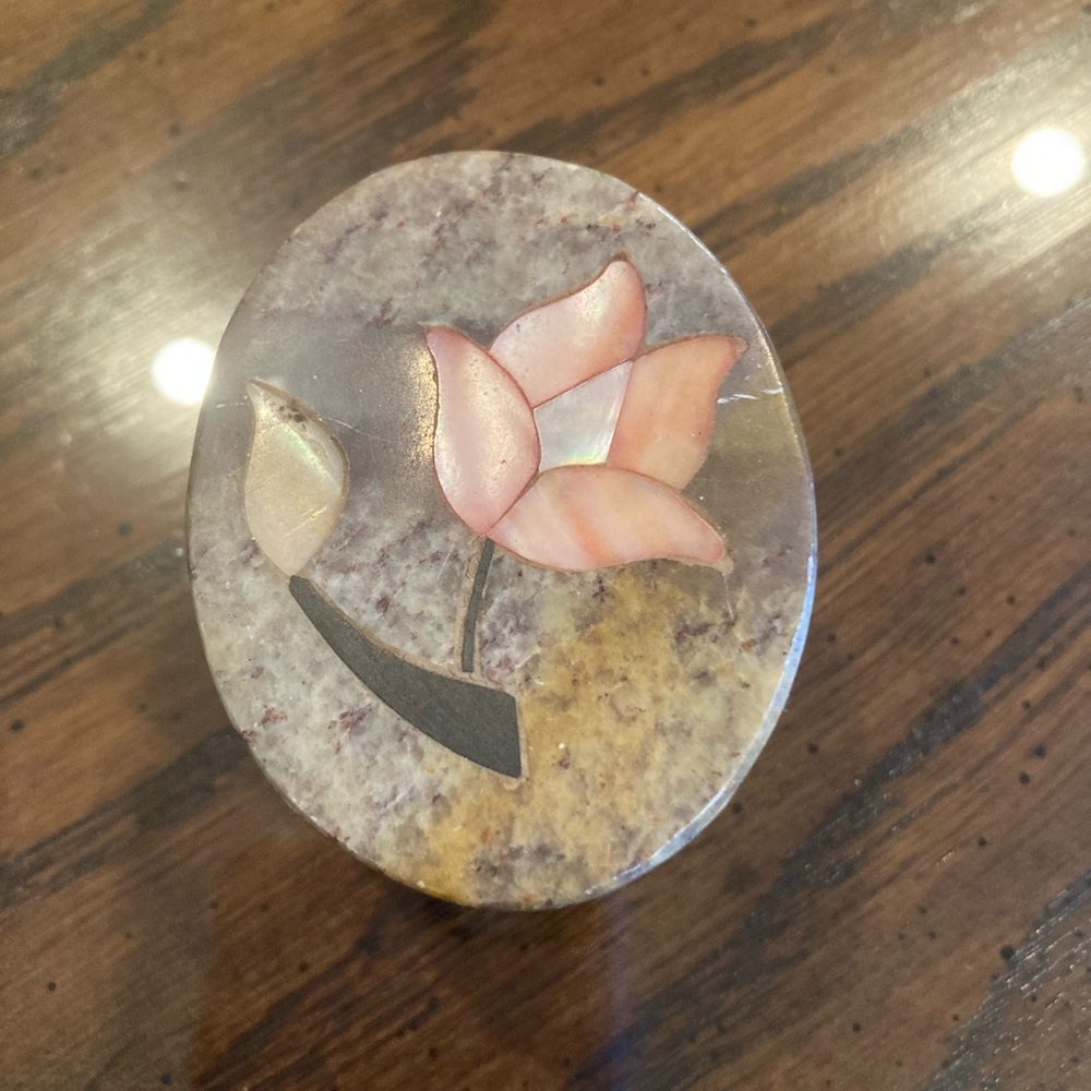 Elegant Floral Stone Jewelry Box